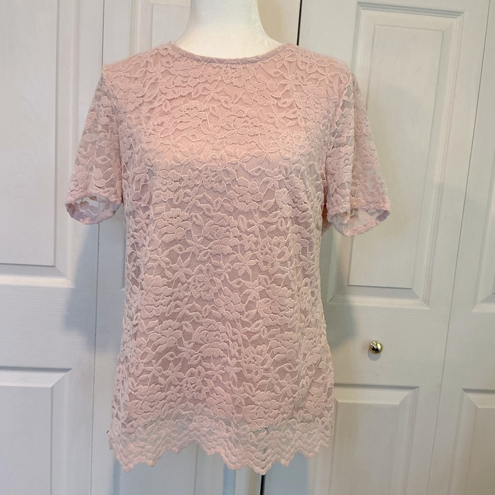 🌹 Teddi Rose Soft Pink Lace Top / Shirt - XL